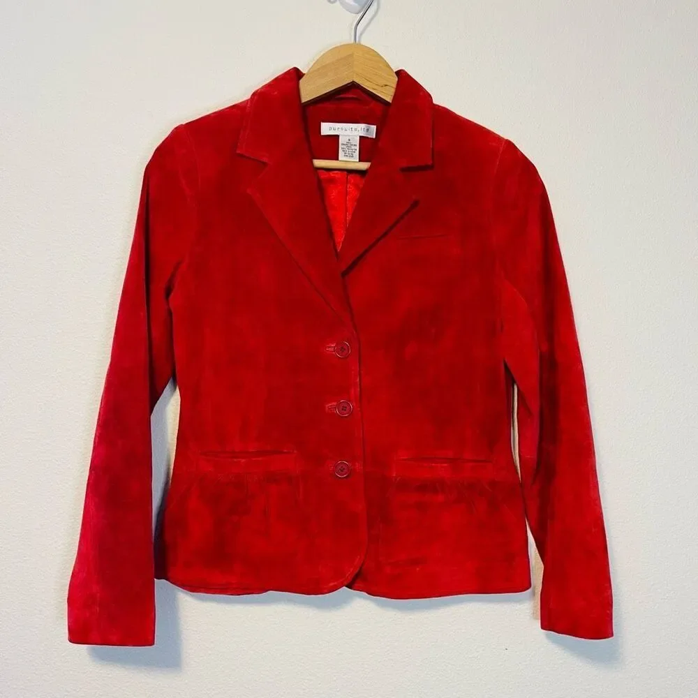 Vintage Pursuits LTD Red Suede‎ Leather Jacket Size Small